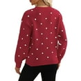 thumbnail image 3 of Women'S Polka Dots Sweaters Long Sleeve Round Neck Knitted Pullover Tops Red M, 3 of 7