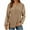 Khaki, variant on Womens Puff Long Sleeve Henley Shirts Trendy Casual V Neck Button Up Tunic Tops Loose Fit Basic Tees