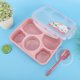 thumbnail image 2 of Contenedor portátil para frutas y alimentos con tazón y cuchara, lonchera bento rosa de 5 secciones para microondas, 2 of 8