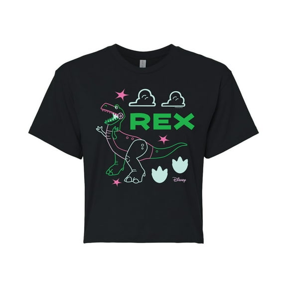 Toy Story - Neon Rex - Juniors Cropped Cotton Blend T-Shirt