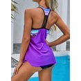 thumbnail image 3 of Womens Blouson Striped Printed Strappy T-Back Push up Tankini Top with Shorts, 3 of 6