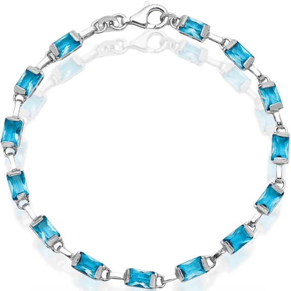 ICE CARATS 925 Sterling Silver 1.20 carat Blue Topaz Tennis Bracelet - 7.25 inch - Baguette Cut, Natural, Prong Set Women's