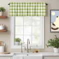 thumbnail image 2 of Green Plaid Kitchen Curtain Valances for Windows Farmhouse Short Curtains, Gradient Geometric Buffalo White Checkered Rod Pocket Valance Curtain for Bedroom Cafe Living Room, 2 of 8