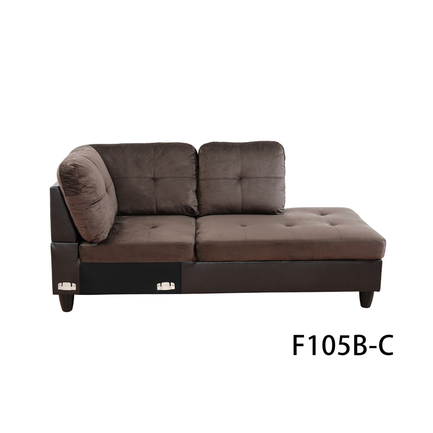 Hommoo 4 Seats Flannel and PVC Sectional Sofa Couch Set, Modern L Shaped Sectional Couch, Living Room Furniture Set, Dark Brown