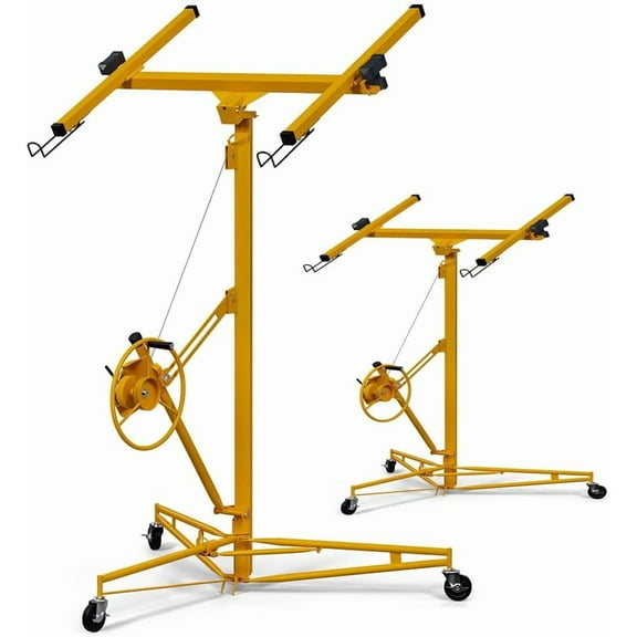 Rugerasy 16 Ft Drywall Lift, Heavy Duty Sheetrock Lift with Wheels, Yellow