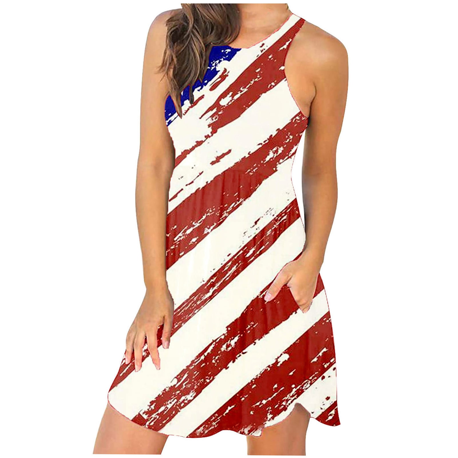 USA Flag Jumper Dress Sleeveless Stars ...