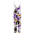 thumbnail image 4 of Womens Halloween Jumpsuits Ghost Bat Wide Leg Backless Spooky Overalls Skull Skeleton Halter Horror Rompers, S, 4 of 6