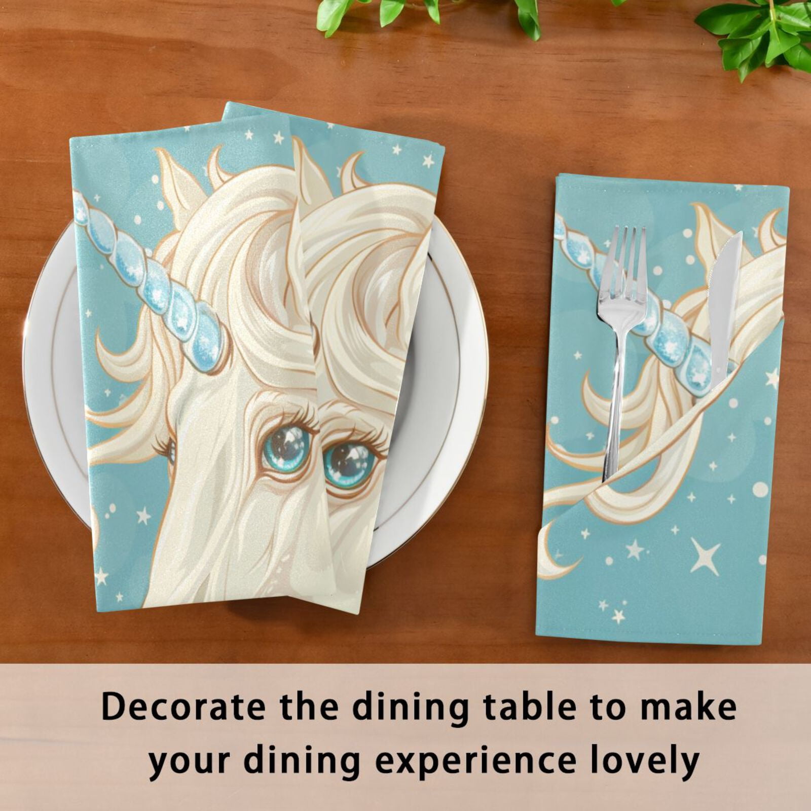 JSTEL Unicorn Portrait Star Cloth Napkins Set of 6, 20x20 Inch Washable and Reusable Napkin for Decoupage Dinner Party Everyday Use