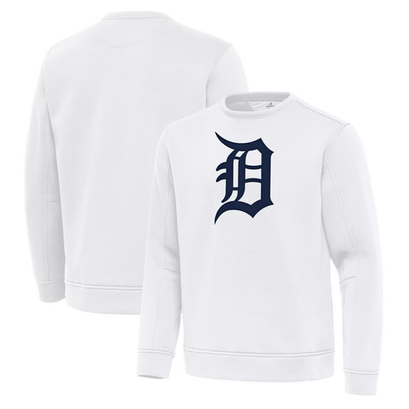 Men's Antigua White Detroit Tigers Relevant Lightweight Pullover Sweatshirt