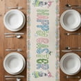 thumbnail image 4 of Table Runner 48 Inches Long for Kitchen Dining, Easter Dresser Scarf Farmhouse, Dining Table Decorations for Wedding/Parties, Farmhouse Bunny Colorful Eggs Flowers Plants 13 x 48 In, 4 of 8