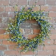 thumbnail image 5 of 22" Periwinkle and Yellow Buttercup Wreath, 5 of 6