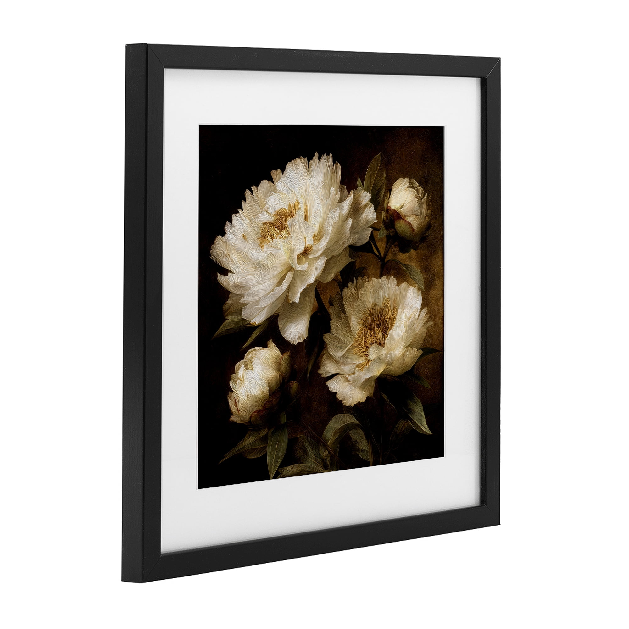 Stupell Industries Dreamy Vintage Peony Elegance Black Framed Print Under Glass, design by Petal Prints Design