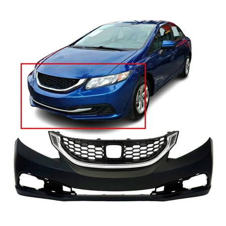 DCP Front Bumper Cover and Grille Set Kit For Honda Civic 2013-2015 Sedan HO1000290