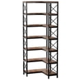 thumbnail image 4 of YYAo Storage Organizer Bookcase, Display Rack Shelves,7-Tier Corner Bookshelf Corner Bookcase Storage Display Rack, Brown, 4 of 7