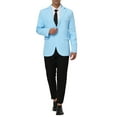 thumbnail image 2 of Unique Bargains Men's Slim Fit Blazer Single Breasted One Button Sports Coat L Light Blue, 2 of 6