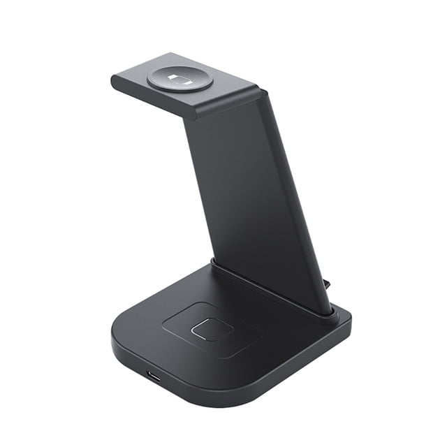 Cargador inalámbrico para teléfono Soporte de carga inalámbrico para teléfono móvil Soporte de carga para auriculares Reloj de muelle, Negro Vogacara EL001559-01B