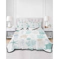 thumbnail image 2 of Quilts Twin-XL Size Bedding Set, Teal Coastal Lightweight Quilted Comforter, Nautical Summer Beach Coral Sea Turtle Soft Reversible Bedspread Coverlet with Pillow Covers for All Season, 68" x 98", 2 of 7