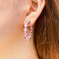 thumbnail image 3 of Romantic Heart Pink Round Circle Tennis Big Hoop Earrings CZ Rose Gold Jewelry, 3 of 9