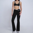 thumbnail image 2 of KHONTS Women 2 Piece Workout Yoga Sets Color Block Sports Bra High Waist Flared Leggings Gym Yoga Pilates Outfits Black M, 2 of 3