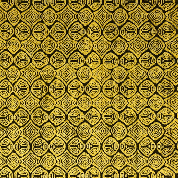 Ahgly Company Machine Washable Indoor Square Oriental Yellow Modern Area Rugs, 3' Square