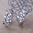 thumbnail image 5 of Opolski Lady Sweet Flower 925 Sterling Silver Plated Rhinestone Huggie Earrings Hoops, 5 of 7