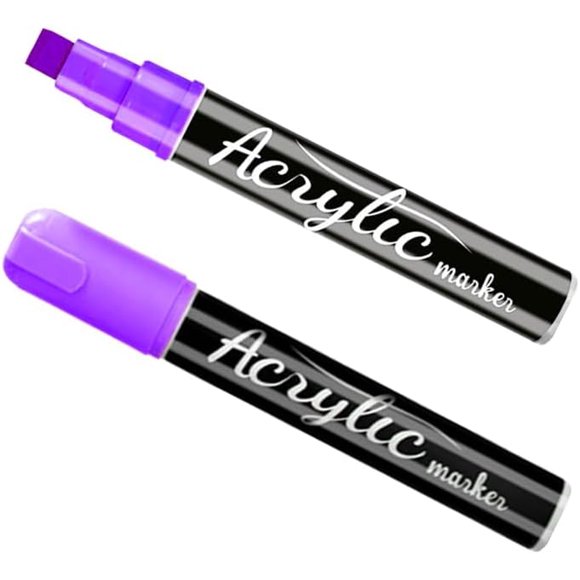 shiyou-Beager 2Pack 10mm Purple Jumbo Thick Felt Tip Acrylic Paint Colored Marker Pens Set for Murals Posters Art Journals Tagging RV Car Shoes Fabric Bags Glass Wood Canvas Drawing Walls Brick