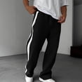thumbnail image 1 of Ceisia Men's All-Season Color Blocked Casual Gift Straight Leg Pants Elastic Drawstring Waist Pockets for Outdoor Daily Work We ar, 1 of 9