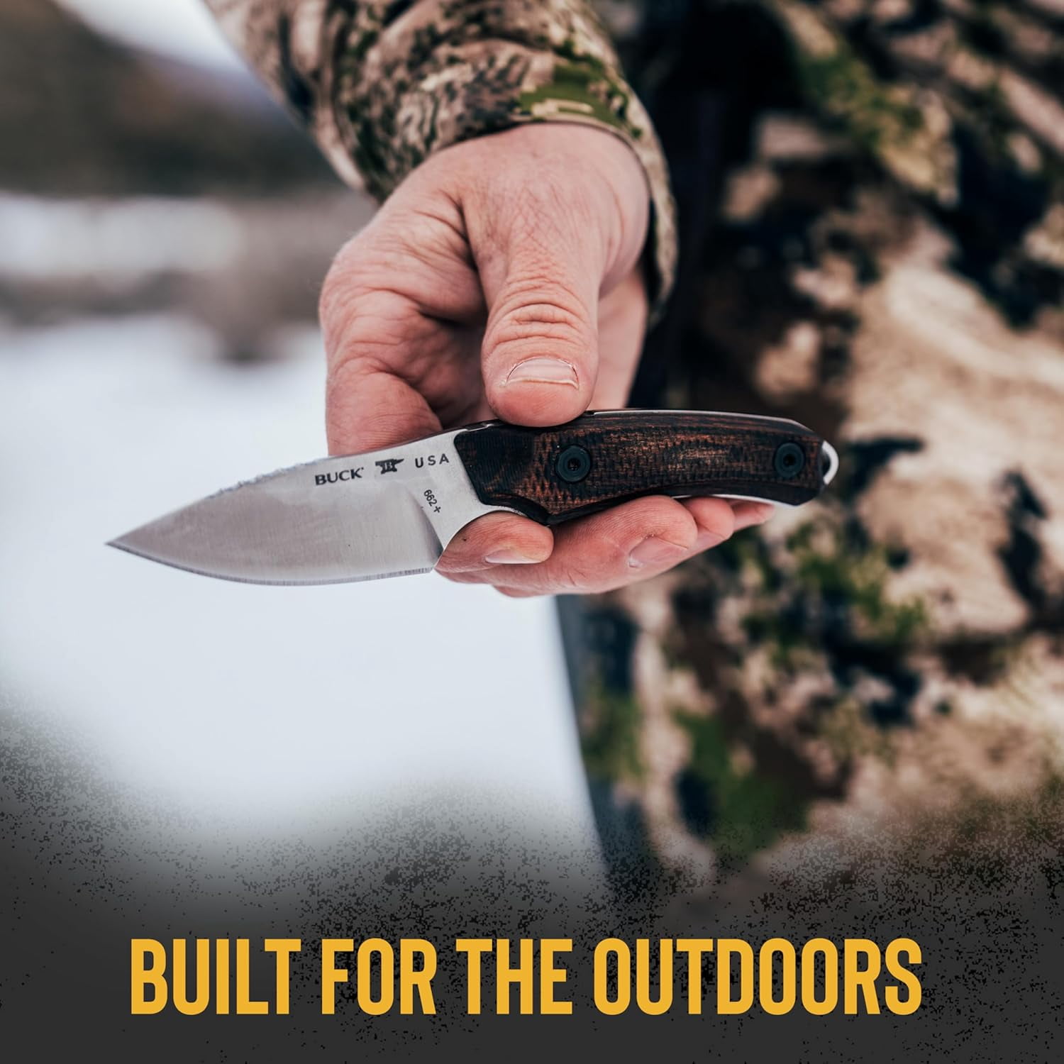 Buck Knives 662 Alpha Scout Pro Hunting Knife, 2-7/8" Fixed Blade, Textured Walnut DymaLux Handle, 2.79 oz