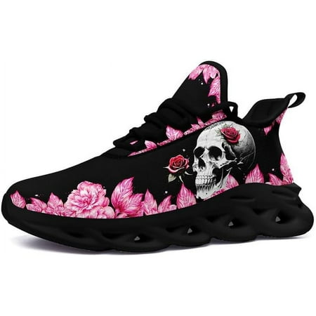 Skull Running Shoes for Men Women Breathable Cushion Sports Walking Shoes Gym Jogging Training Road Running Shoes