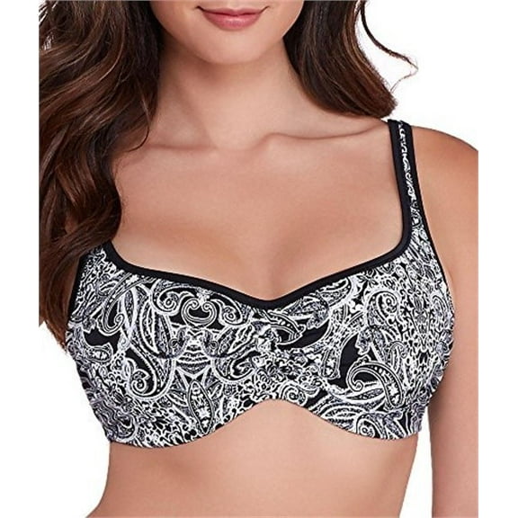 Panache Santorini Underwire Balcony Bikini Top #SW0942,34FF,Monochrome Print