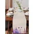 thumbnail image 2 of Spring Lavender Burlap Cotton Table Runner 13x48 Inches Long, Butterfly Purple Farmhouse Floral Leaf Farmhouse Table Runners, Outdoor Dining Tablecloths Decor for Baby Shower/Party/Wedding, 2 of 6