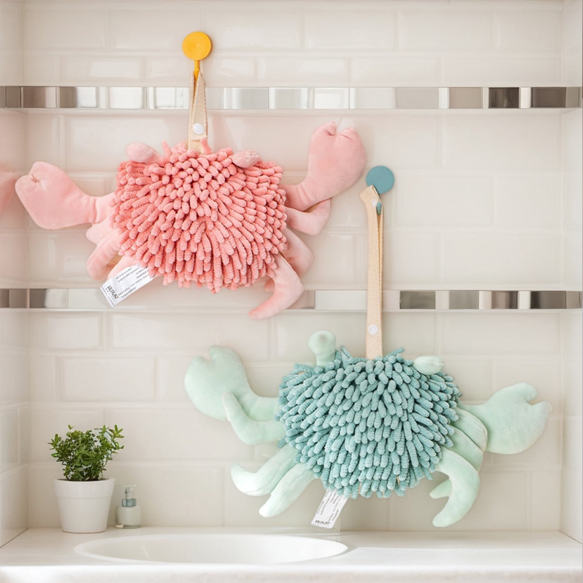 Unique Bargains Cute Animal Chenille Hanging Hand Towels Grey
