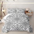 thumbnail image 2 of jejeloiu Elegant Damask Bed Spread Queen For Men Women,Floral Pattern Queen Coverlet Set,Black White,3-Piece, 2 of 7