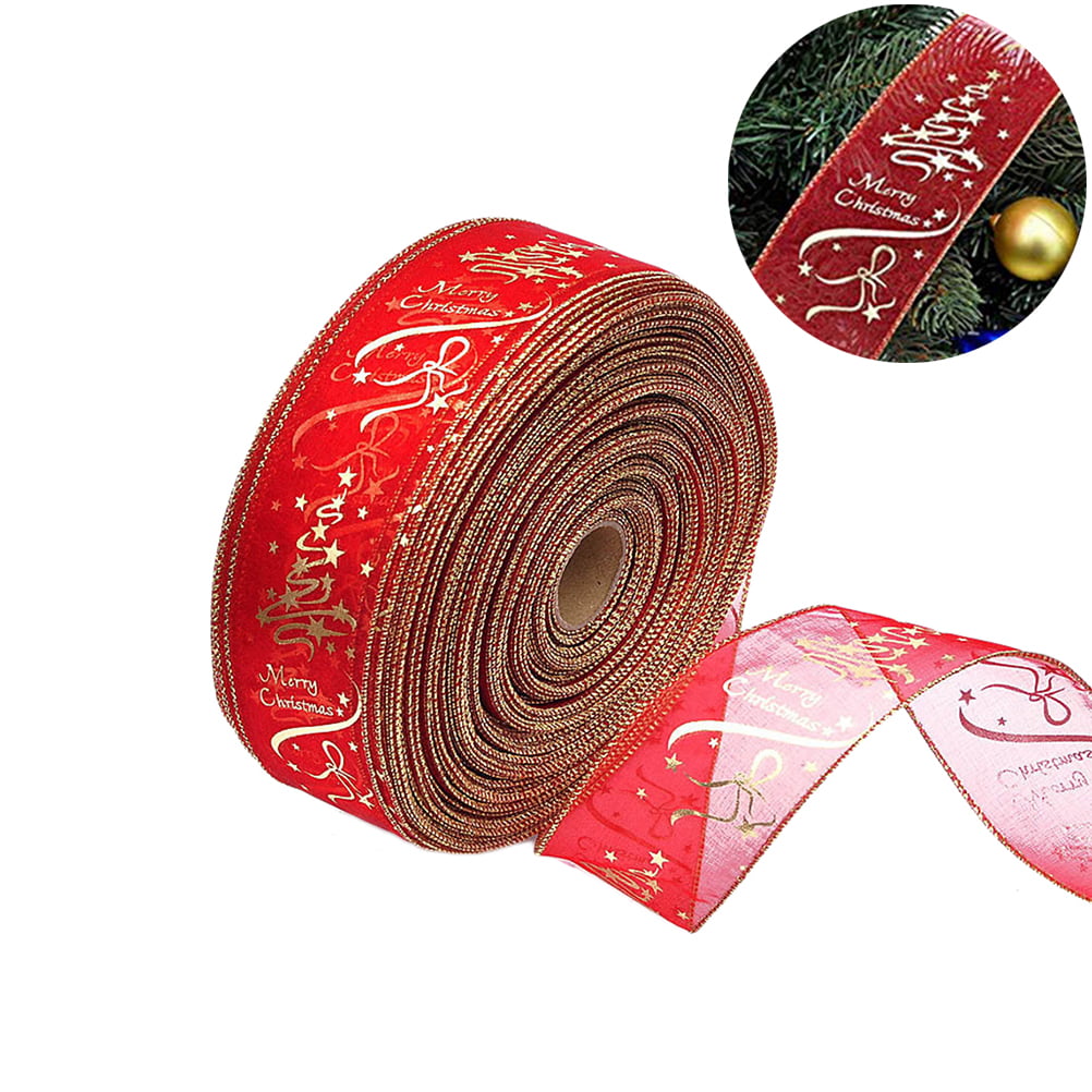 6*200cm Christmas Gold & Red Flower Silk Ribbon Band Tree Party Decor Belt WE 