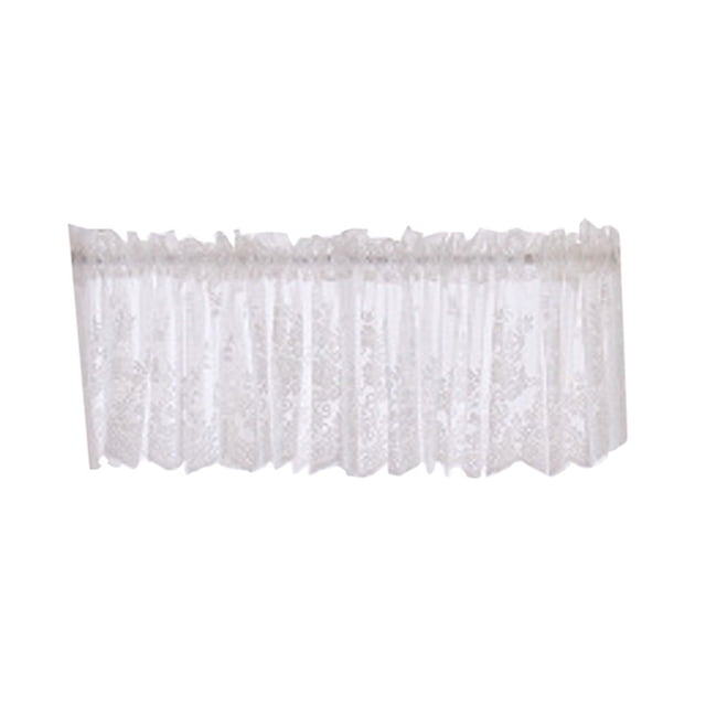 Cortina corta de encaje Media cortina Ventana Cortina Transmisión de luz para la cocina en casa Balcón 74x61cm Blanco