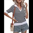 thumbnail image 3 of Suéter Corto A Rayas para Mujer, Top de Verano de Corta con Cuello en V, Camisa Holgada y para Salir Negro S, 3 of 10