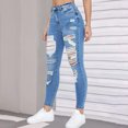 thumbnail image 6 of LWavelet Womens Skinny Ripped Cropped Jeans High Waisted Daily Casual Denim Pants Light Blue M, 6 of 6