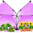 thumbnail image 1 of Lámpara para plantas, 4 cabezales, 40 W, 80 LED, regulable, 10 niveles, espectro completo, para invernadero de interior, 3 modos, temporizador automático (3 h, 6 h, 12 h), 1 of 5