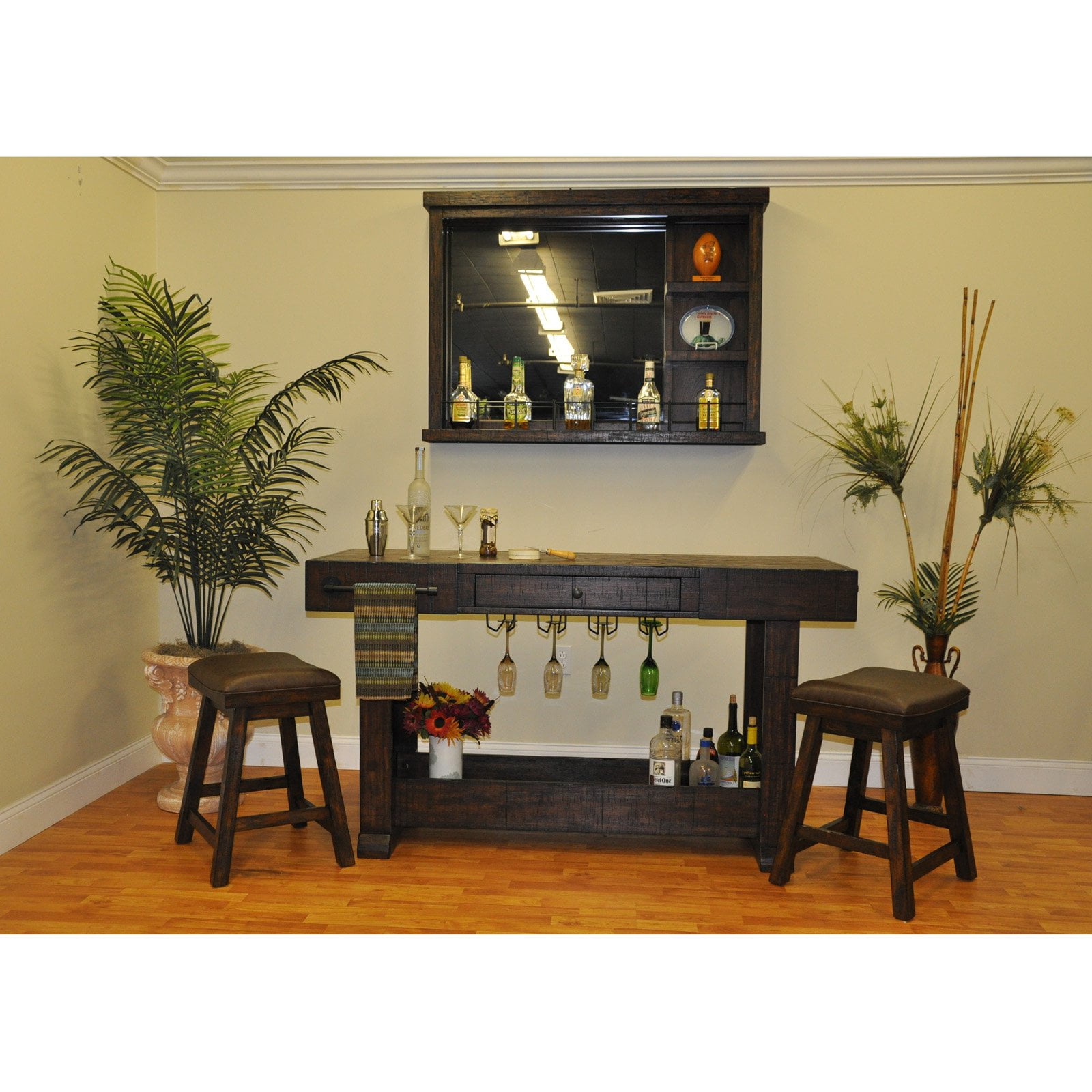 Eci Heavy Distressed Wall Bar With Mirror