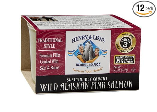 Henry and Lisa's Natural Seafood Wild Alaskan Pink Salmon Case of 12 7.5 oz. by
