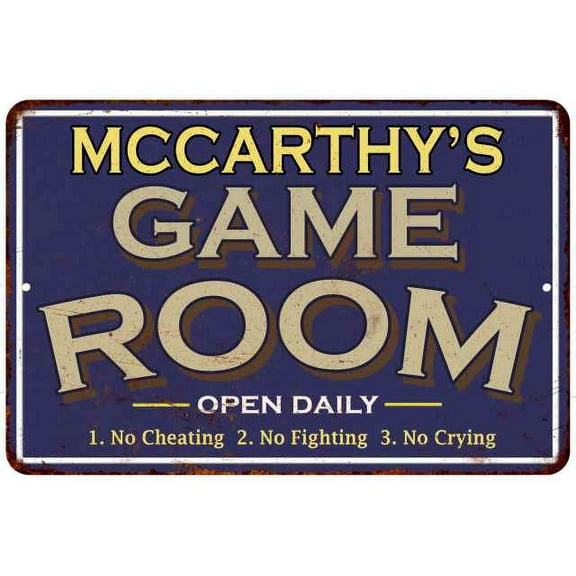 MCCARTHY'S Blue Game Room Sign Metal 8 x 12 High Gloss Metal 208120002283