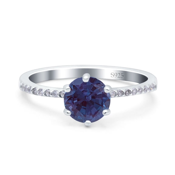 Lab Alexandrite Size-5 Art Deco Round Vintage Style Classic CZ Wedding Engagement Rings For Women 925 Sterling Silver Gifts For Her