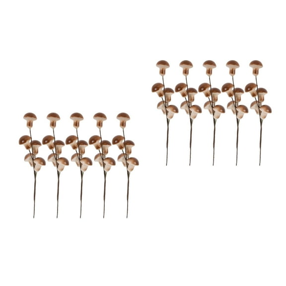 Raindrops OUNONA 8 pcs Mini Foam Mushroom Garden Decor 5 Stems Artificial Mushrooms Picks for Fairy Garden Bonsai Decorations