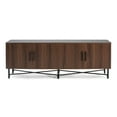 thumbnail image 4 of Functional 4-Door TV Cabinet, Modern Chestnut Entertainment Center with Adjustable Shelves, Cable Management, Iron Legs, Storage for Living Room, Fits 65 Inch TV, 66"x18"x23", Easy Assembly, 4 of 11