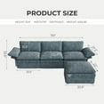 thumbnail image 2 of 110" Cloud Sectional Sofa with Ottoman - Fluffy Comfy 3-Seater Design Sectional Couch for Living Rooms and Apartments, Fleet Blue, 2 of 8