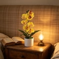 thumbnail image 4 of Gumesh Artificial Orchid Flowers,Potted Orchid Flowers with Plastic Vase for Table Centerpiece Home Decor Office Wedding Party Decoration(Yellow), 4 of 7