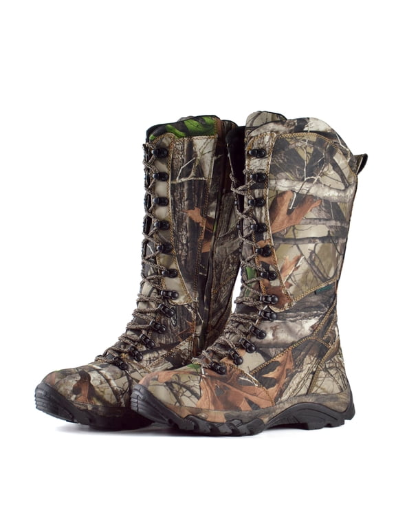 RUNFUN Men's 16" Snake-Proof Hunting Boots - Waterproof Side-Zip Design for Swamp Tracking & Marsh Work, Lightweight Anti-Slip Mud Boots