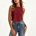 thumbnail image 5 of Gamivast Crop Tops for Women Sleeveless Crew Neck Casual Flowy Muscle Tanks Summer Workout Athletic Shirts Lightweight Loose Fit Comfortable Active Basic Loungewear Wine S, 5 of 7