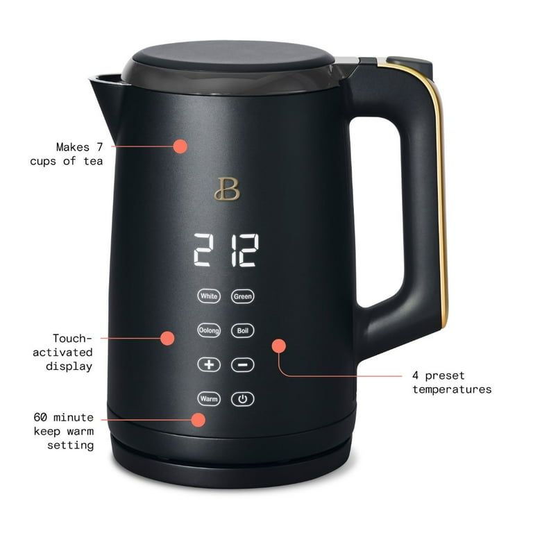 Beautiful 1.7L One-Touch Electric Kettle, Black Sesame by Drew Barrymore