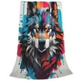 thumbnail image 2 of Zufioo Tie-Dye Wolf Head Fleece Blanket Queen Size,Plush Bed Blanket,Ultra Soft Throw Blanket,Plush Fuzzy Cozy Blanket Perfect for Bed,Couch-40"x30", 2 of 7